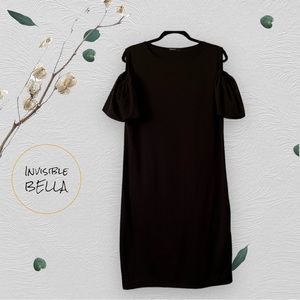 💖Black Cutout Shoulder Short Cocktail Dress L -item101-